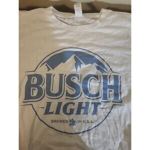🍺 Busch Light Beer Logo T-Shirt Tultex Large – White Graphic Tee Brewed in USA